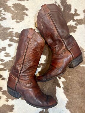Tony Lama Brown Leather Cowboy Boots